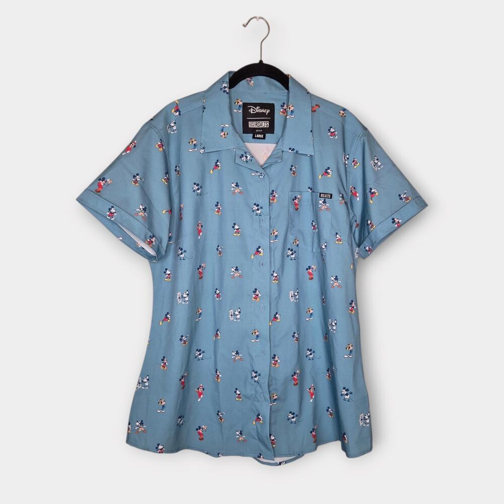 RSVLTS x Disney "Lil Mickeys" 100 Short Sleeve Shirt Light Blue Men's Lg